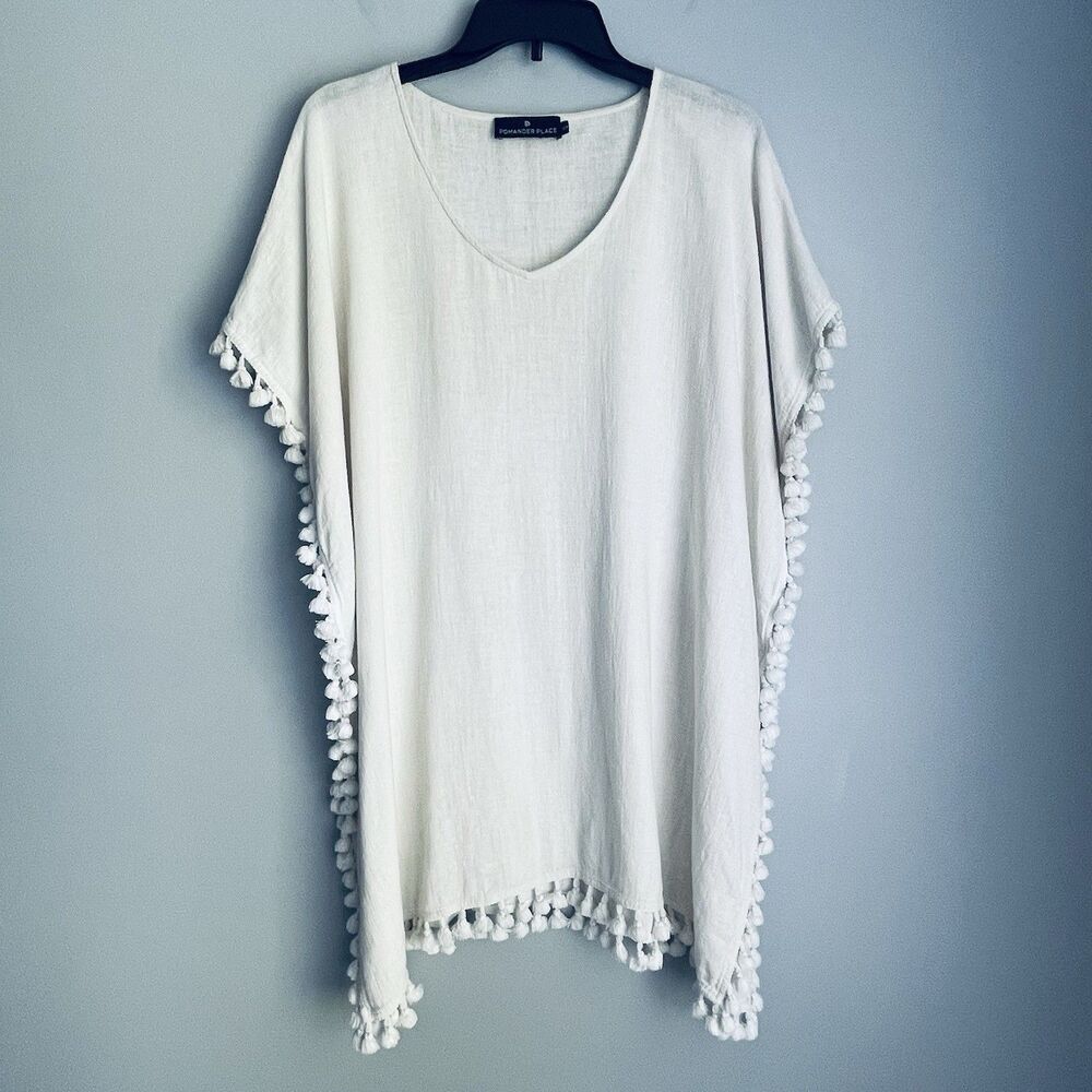 Pomander Place Cover Up Top Women S/M Off White Katie Caftan TOvuckernuck Resort